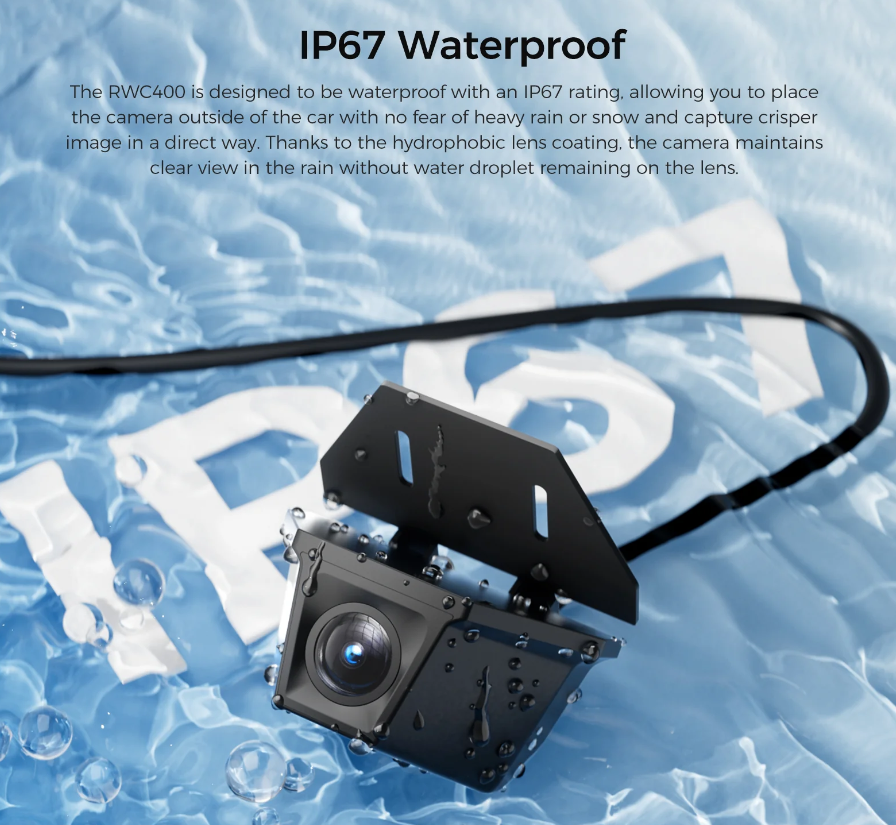 Viofo RWC400 15M Cable 2K HDR 30FPS IP67 Waterproof Rear Camera Set for A329S/A329T Series with Professional Installation Technical Support Fast Shipping Connected Car Experts