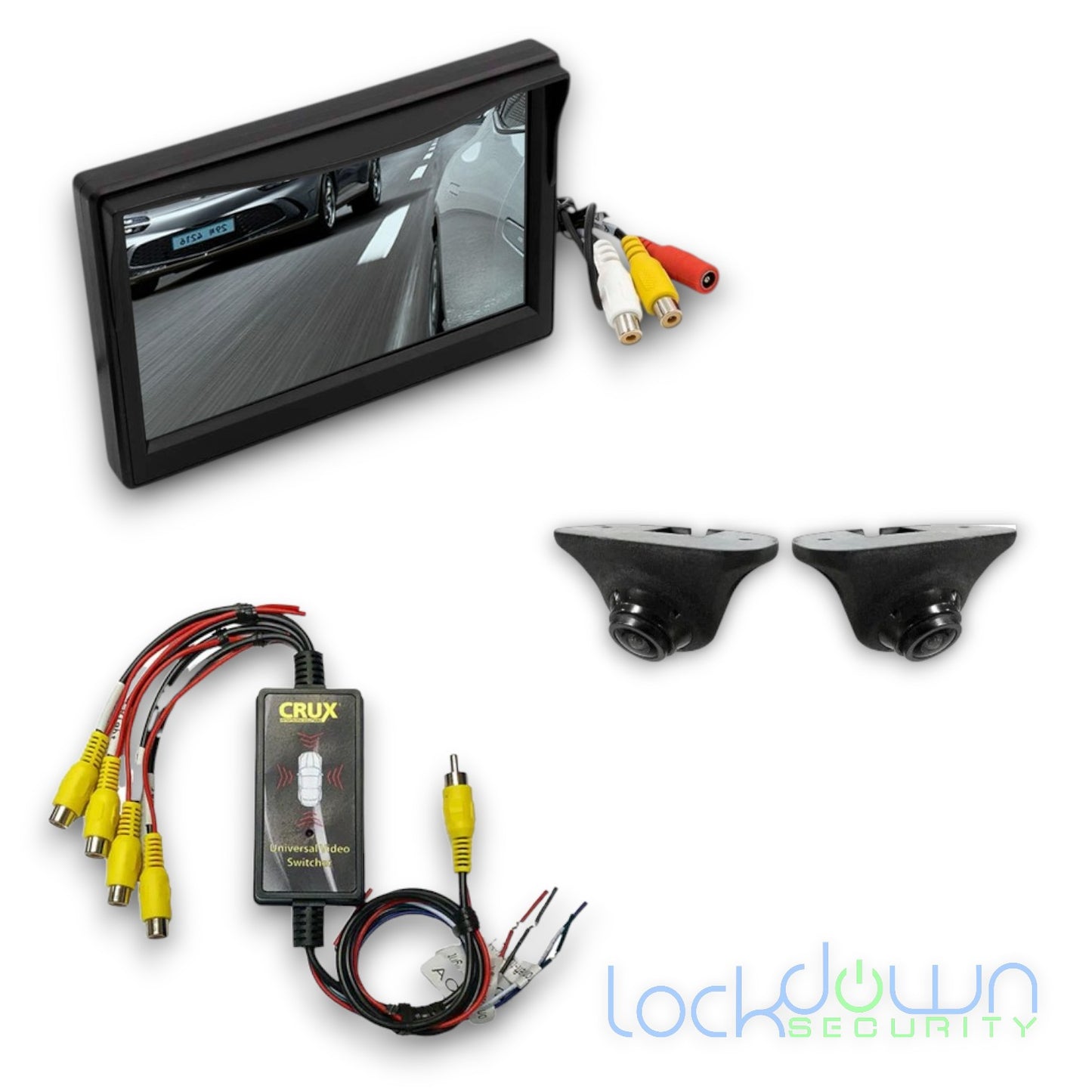 Blind Spot Camera and Screen Bundle with dual cameras, video switch, Professional Installation, Technical Support, Fast Shipping Connected Car Experts