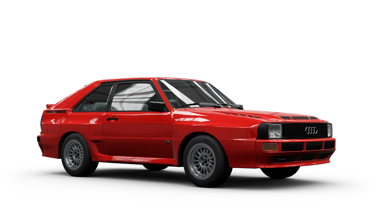 Red classic two-door coupe with black trim and sporty alloy wheels shown on white background