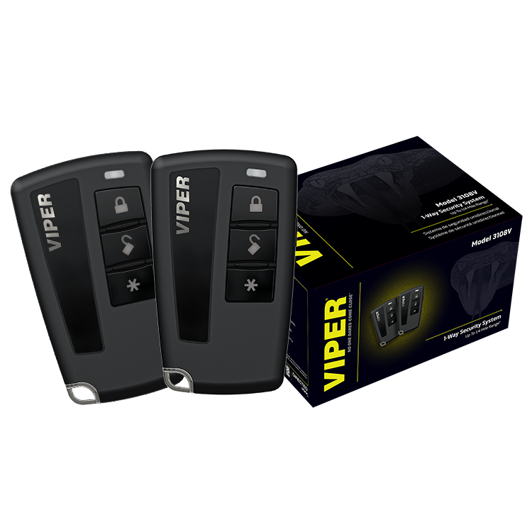 Viper 3108V Car Alarm & Anti-Theft System, 1-Way, 1000 Foot Range with key fobs and packaging, Professional Installation.