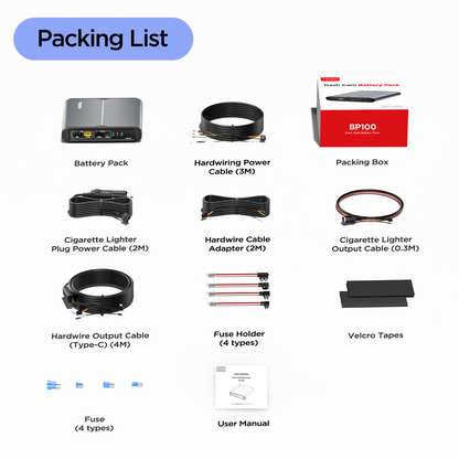 Viofo BP100 Dashcam Battery, 7650mAh, Bluetooth with Smartphone App and up to 32 Hours of Parking Mode with Professional Installation Technical Support Fast Shipping Great Prices Connected Car Experts