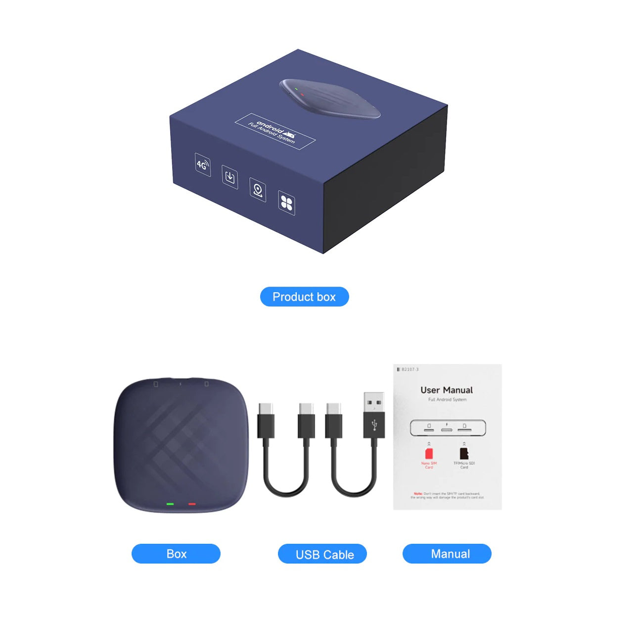 LDS EW-CPAndroidBOX Wireless CarPlay & Android Auto Dongle with Youtube and NETFLIX includes box, cables, manual Connected Car Experts