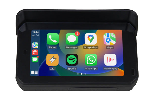 ZZ-2 B2P-DVR Motorcycle Apple CarPlay & Android Auto Media Screen with Front & Rear Dash Camera, 1080p + 1080p @ 30fps by Connected Car Experts
