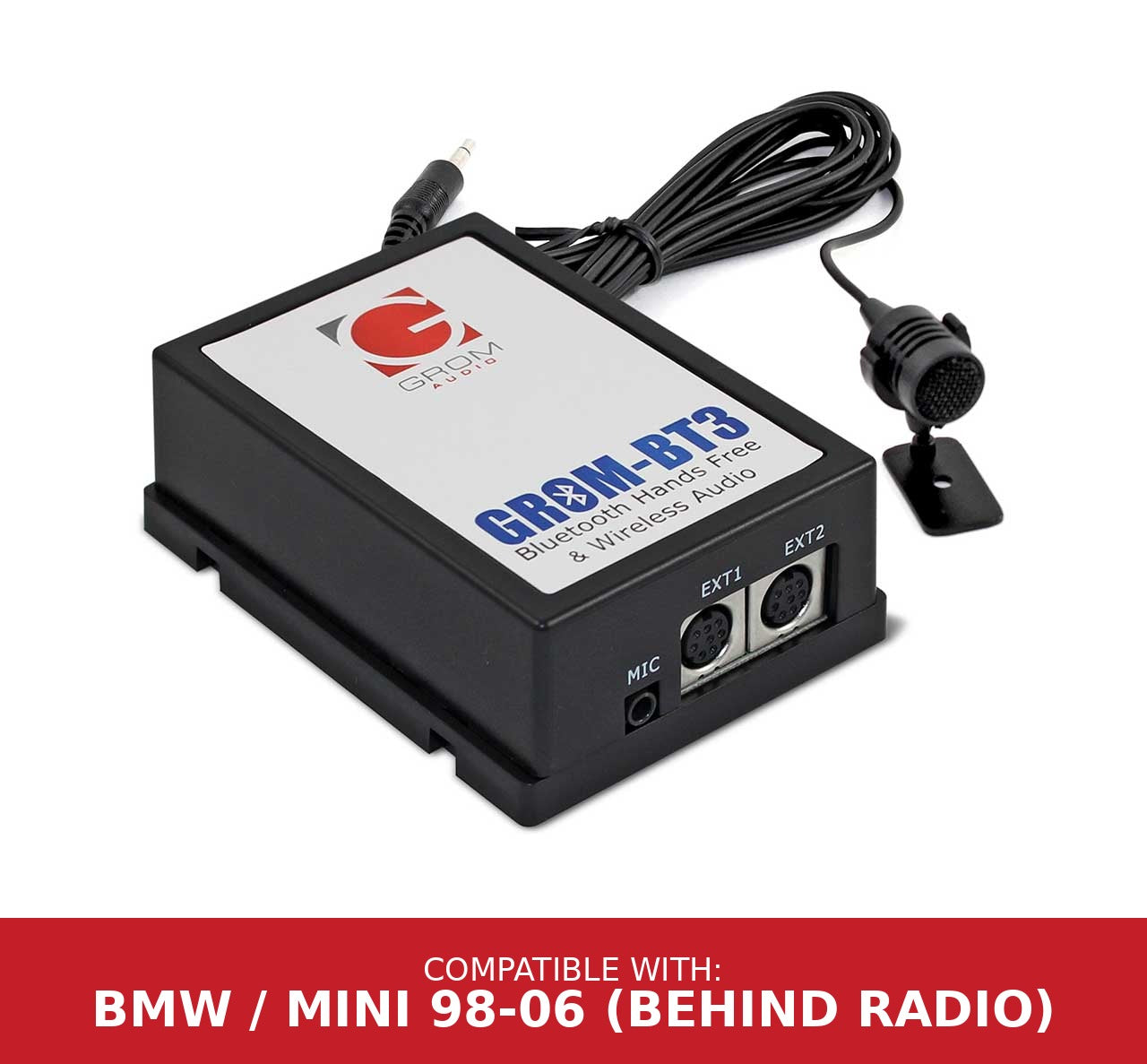 Simulated alt text for GROM BMWSB3 Bluetooth Streaming and Hands Free Car Kit for lockdown-security.myshopify.com. You are an expert SEO agent. You will generate an ALT text for this image. <Store_Context> Business Details: Fast Shipping Professional Installation We ship wor...