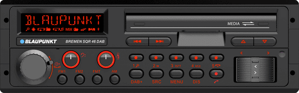 Blaupunkt BREMENSQR46DAB Retro Car Stereo with Bluetooth showing vintage dial and modern media controls by Connected Car Experts
