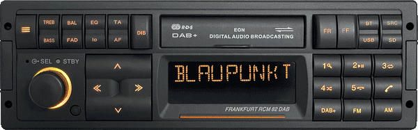 Blaupunkt FRANKFURT RCM 82 DAB Retro Car Stereo with Bluetooth showing digital broadcast display and classic control buttons by Connected Car Experts