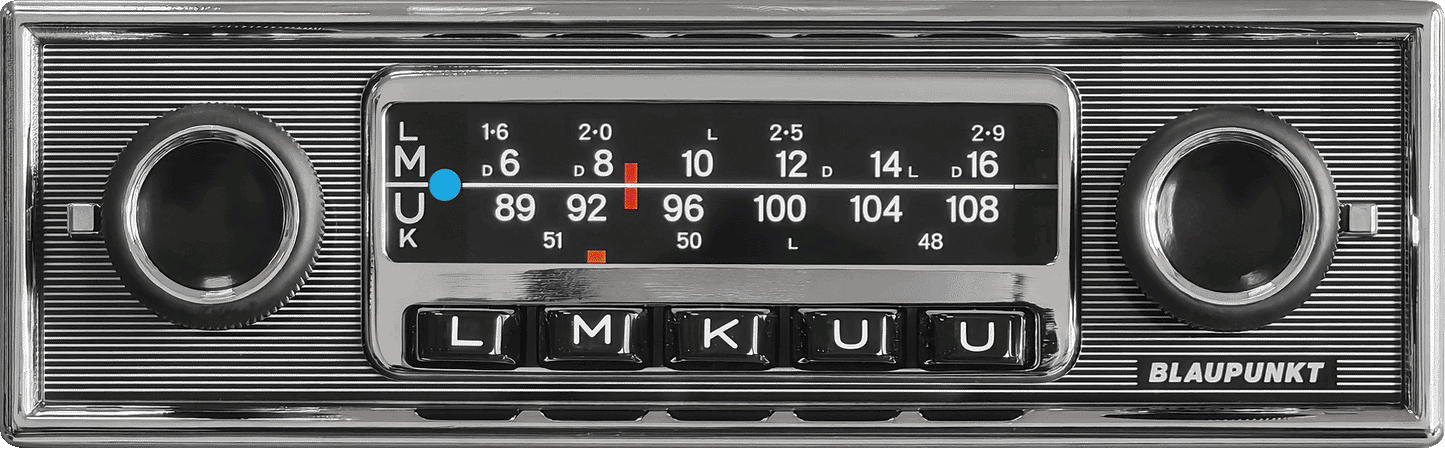 Blaupunkt FRANKFURT Retro Car Stereo with Bluetooth showing vintage style dial and buttons by Connected Car Experts