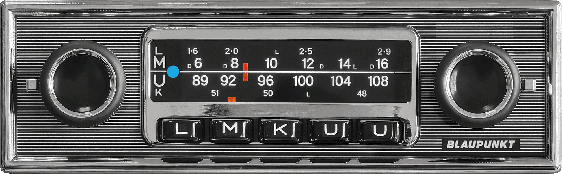 Blaupunkt FRANKFURT Retro Car Stereo with Bluetooth showing vintage style dial and buttons by Connected Car Experts