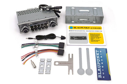 Blaupunkt FRANKFURT Retro Car Stereo with Bluetooth complete installation kit with wiring, brackets, tools, and manual by Connected Car Experts
