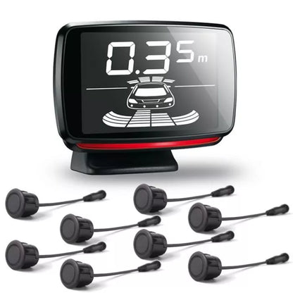 KEETEC BS810LCD Front and Rear Parking Sensor Kit with 8 Sensors featuring fast shipping and professional installation by Connected Car Experts