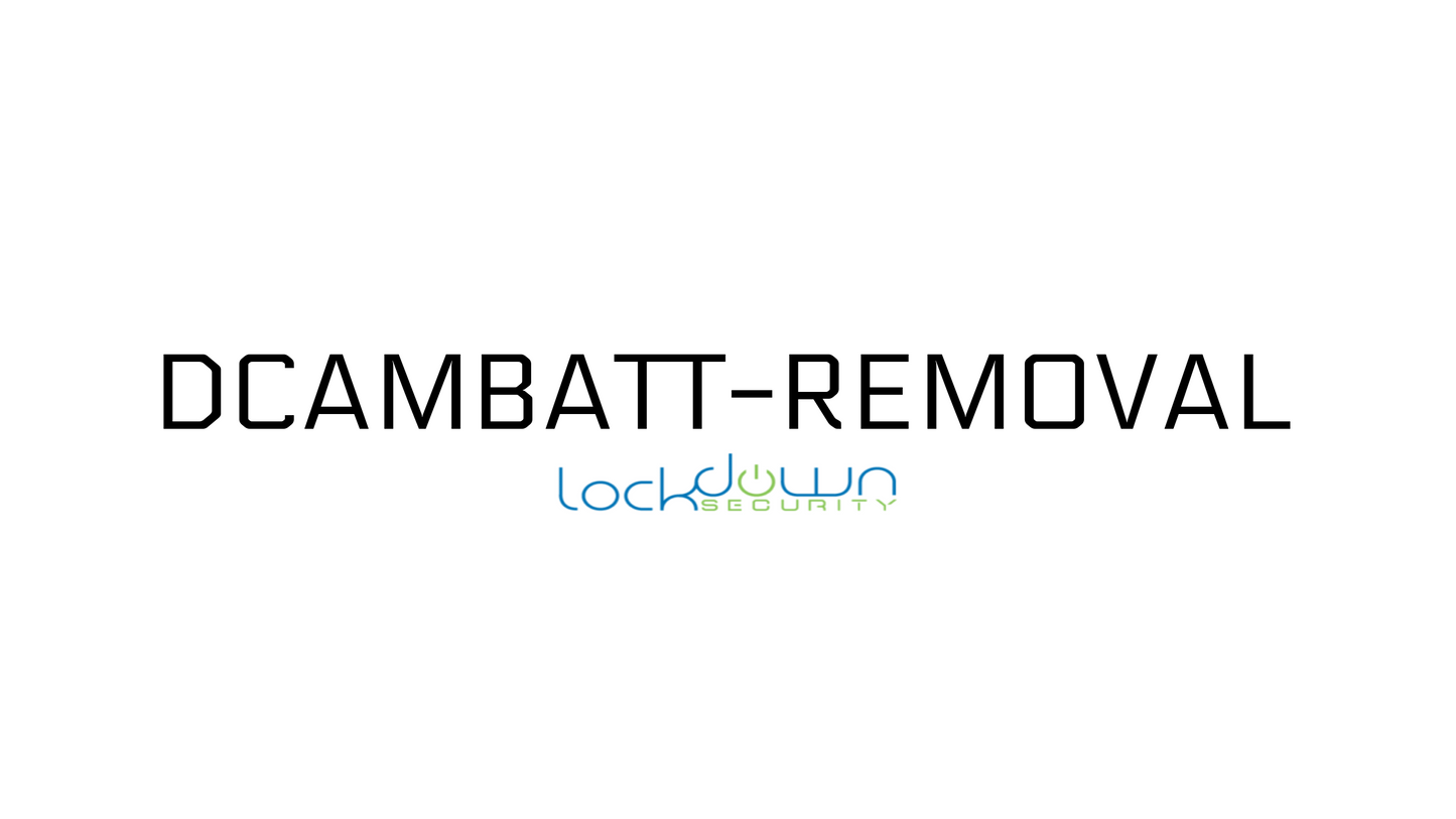 Dash Camera Battery Removal, DCAMBATT-Removal