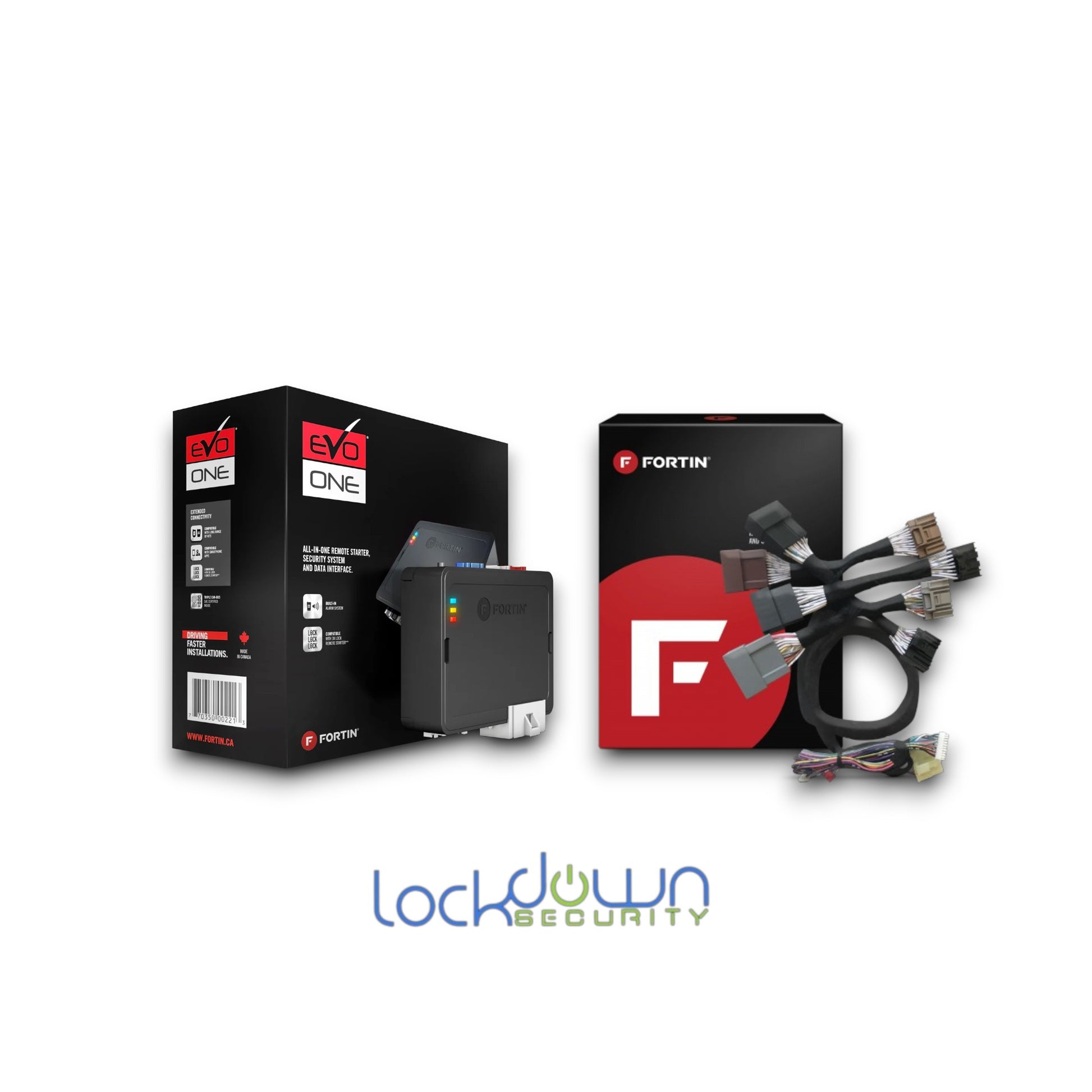 Fortin KHY7-ONE Plug and Play Remote Starter with wiring harnesses and packaging, professional installation available