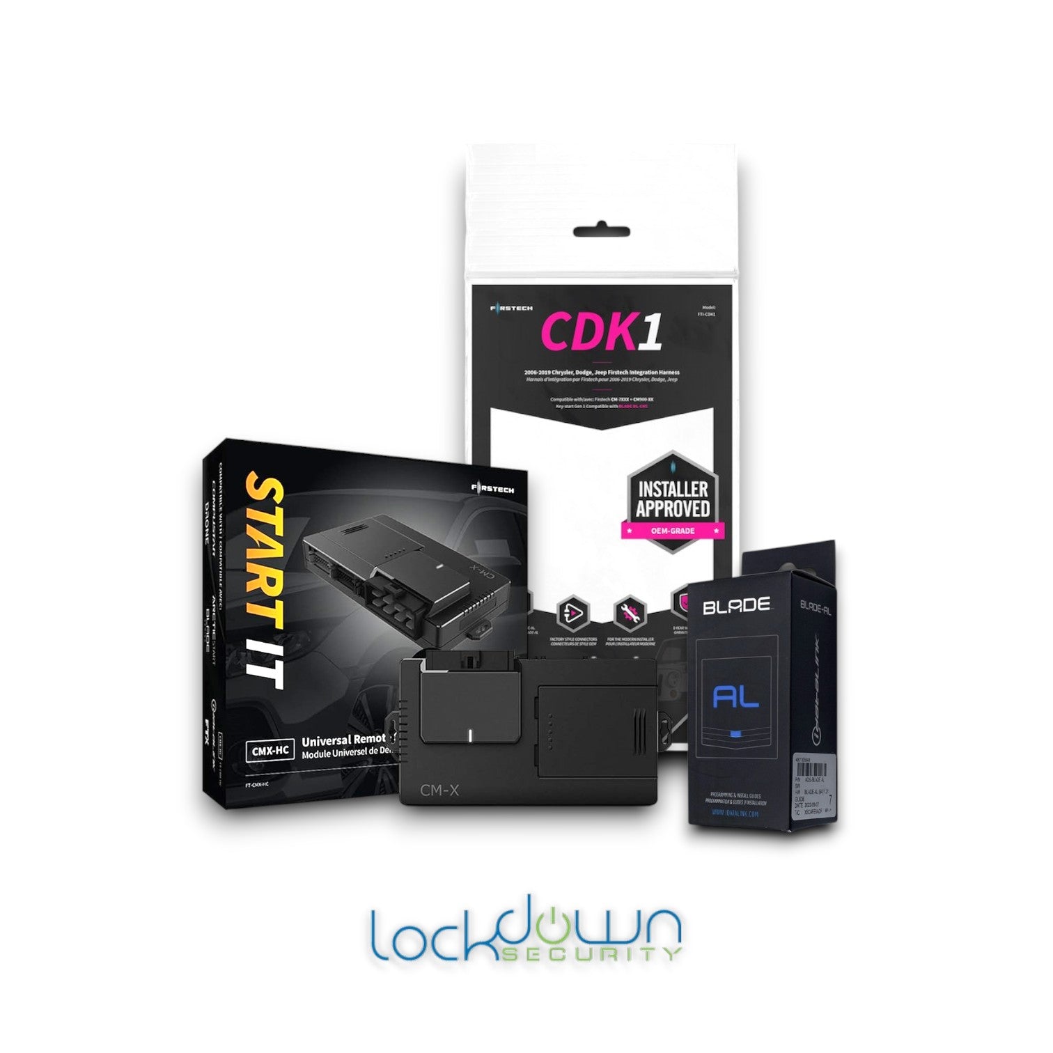 Compustar CDK1-CMX-BLADEAL Plug and Play Remote Starter with key fobs and modules, professional installation, fast shipping.