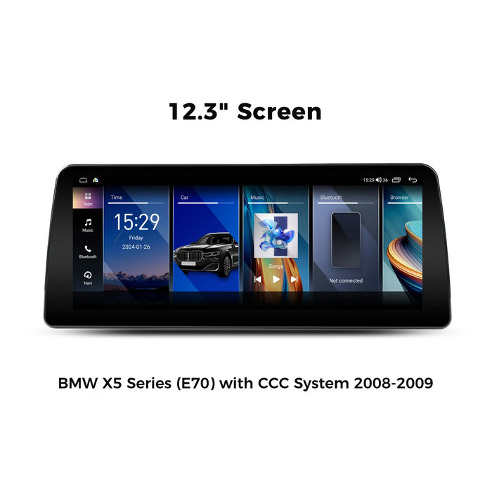 VINLAND VBMX53L12B8 12.3" Wireless CarPlay and Android Auto Screen for BMW X5, X6