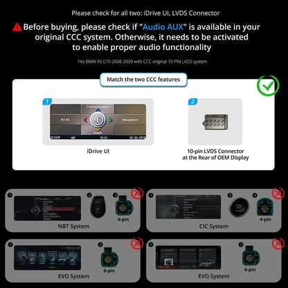 VINLAND VBMX53L12B8 12.3" Wireless CarPlay and Android Auto Screen for BMW X5, X6