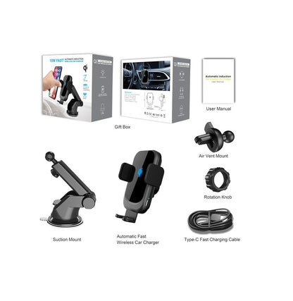 Lockdown Security Wireless Apple CarPlay & Android Auto Dongle and Motorized Phone Mount and Charger Bundle with mounts and cable included