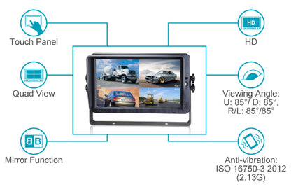 LDS MDVR 10.1" LCD Touchscreen Display, Model: HD293D with quad view, HD, mirror function, anti-vibration by Connected Car Experts