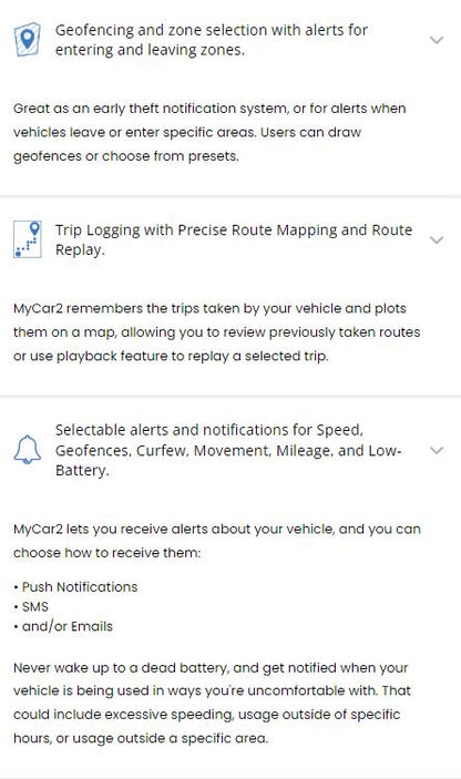 MyCar2 MC200 Smartphone Controller with Lifetime Service Subscription offers geofencing, trip logging, alerts, professional installation, fast shipping Connected Car Experts
