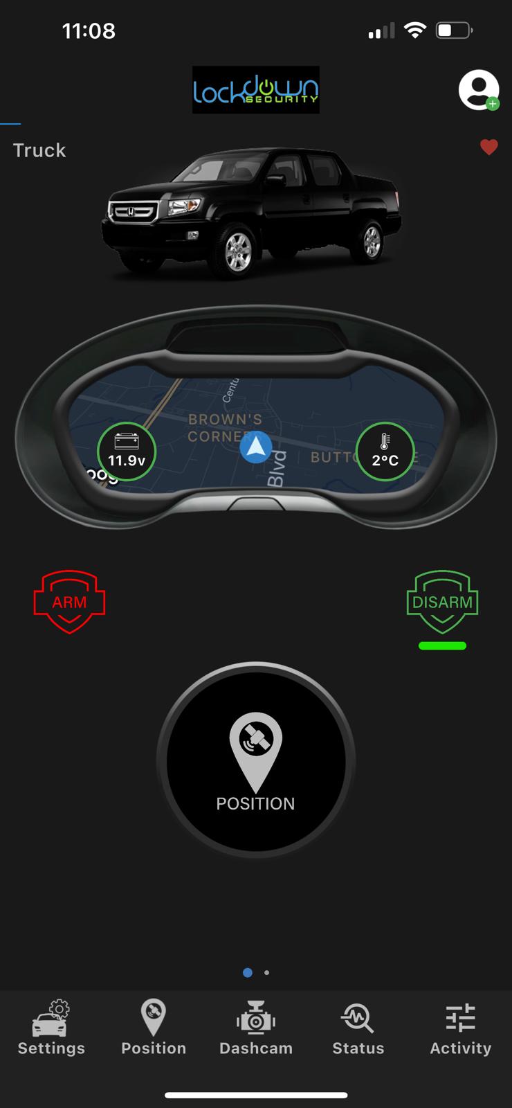 MyCar2 MC200 Smartphone Controller with Lifetime Premium Service Subscription app screen showing vehicle status, GPS, and controls. Connected Car Experts.