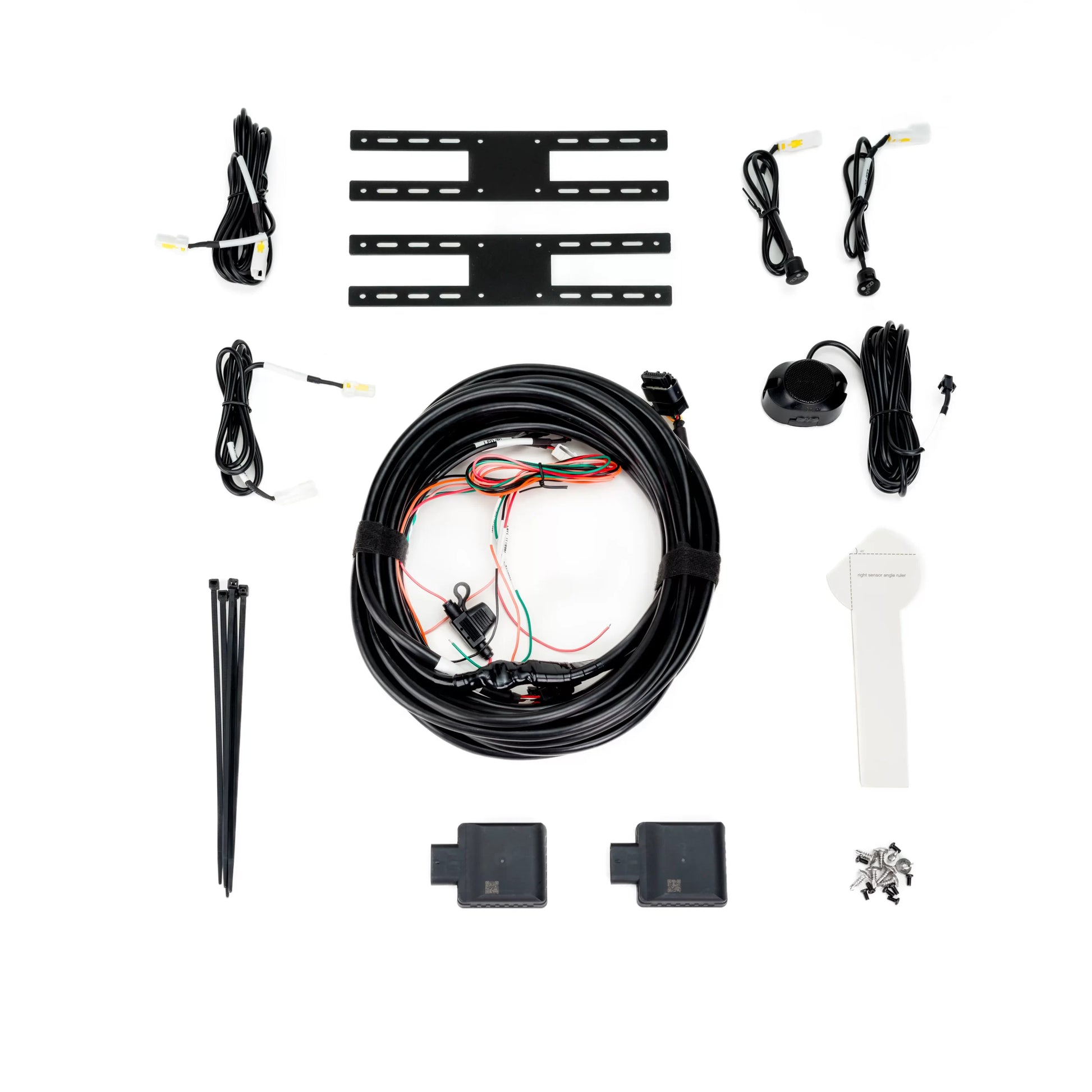 Brandmotion RDBS-1600 Radar Blind Spot Detection Kit with Cross Traffic Alerts components with wiring and mounting hardware, Fast Shipping.