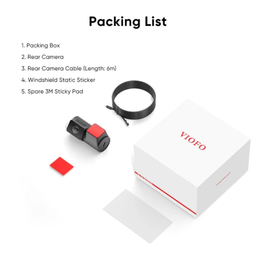 Viofo RNE800 Rear Camera for Viofo A229 Ultra Series Dash Cameras with accessories, professional installation, technical support, fast shipping Connected Car Experts
