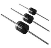 Set of four black glass-encased diodes with silver leads for use in automotive electrical circuits and vehicle security systems