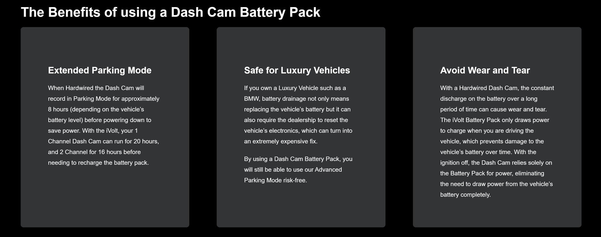Thinkware iVOLT-EXTRA BAB-95 Dashcam Battery, 7500mAh, Bluetooth with Smartphone App, 30 Hour Parking Mode with Professional Installation, Fast Shipping, Connected Car Experts