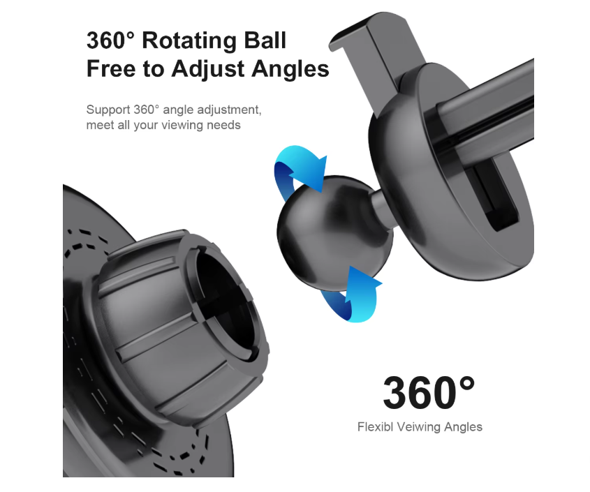 LDS 15W Magsafe Wireless Phone Car Charger and Air Vent Mount with 360-degree rotating ball for flexible viewing angles Connected Car Experts