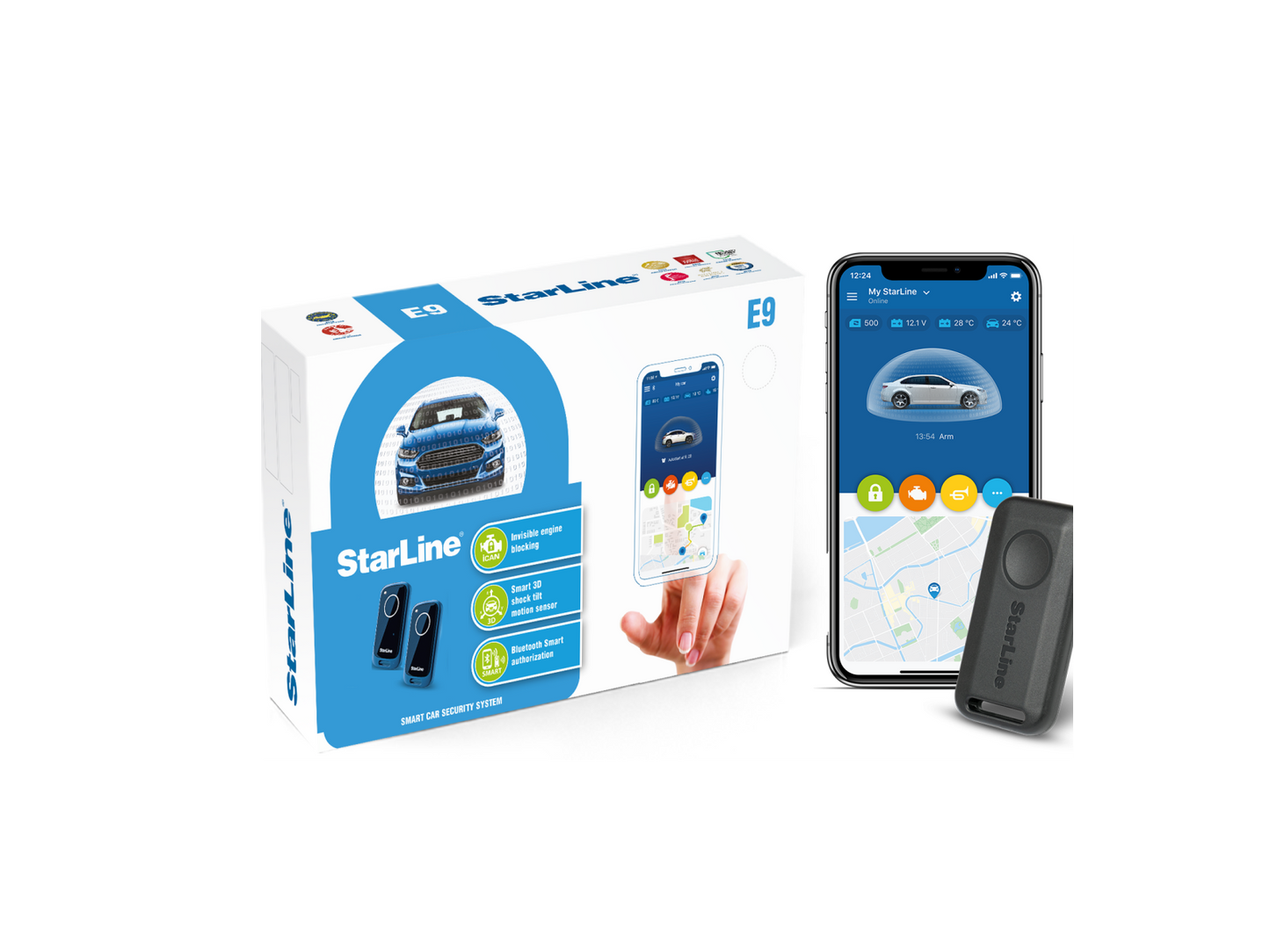 Starline E9 Anti-Theft & Security System - Includes Installation with smartphone app, remote control, fast shipping by Connected Car Experts