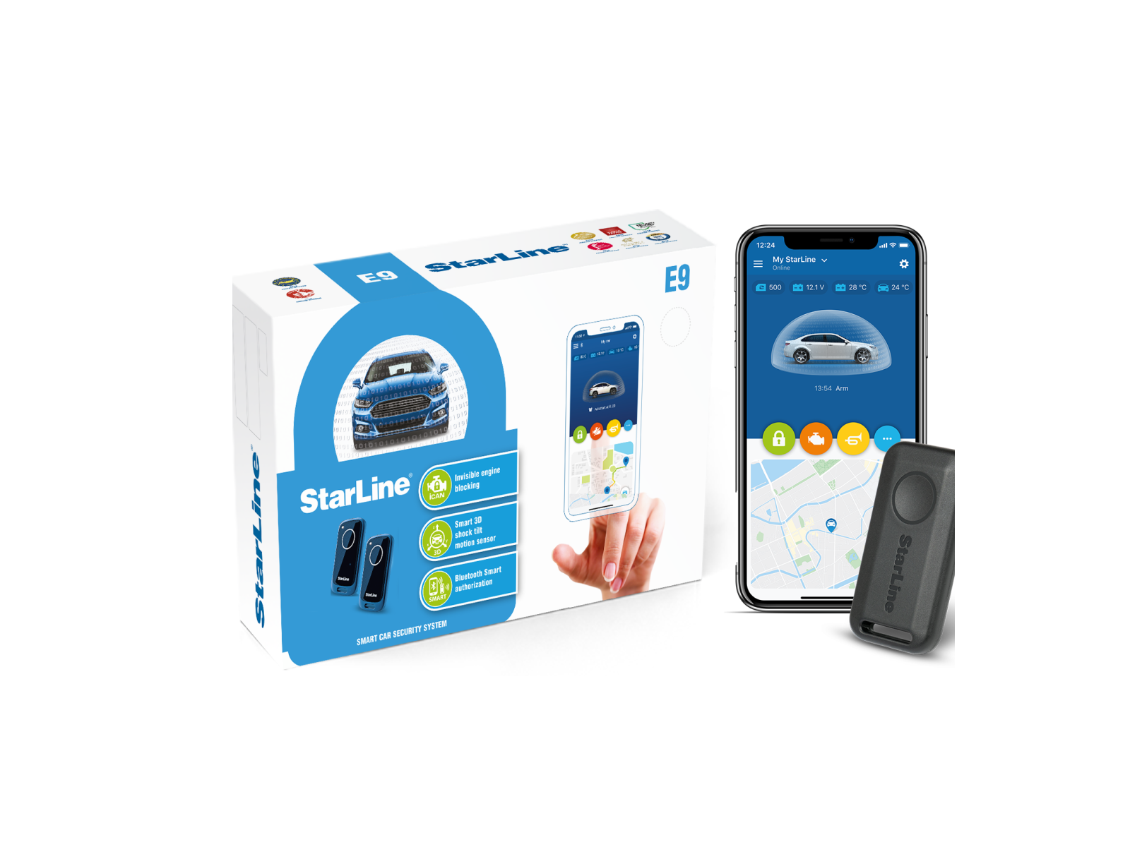Starline E9 Anti-Theft & Security System - Includes Installation with smartphone app, remote control, fast shipping by Connected Car Experts