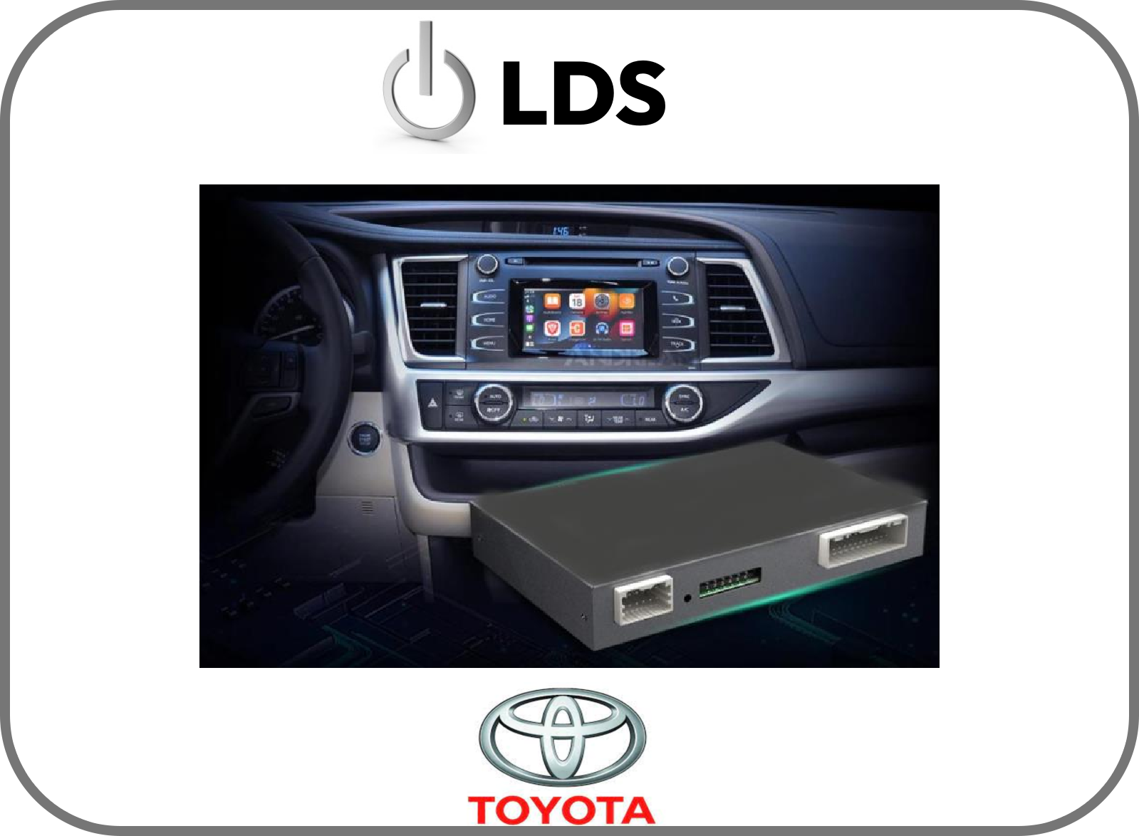LDS EW-TYTCP-02B Toyota Wireless CarPlay and Android Auto Interface with dashboard display, Professional Installation, Technical Support, Fast Shipping.