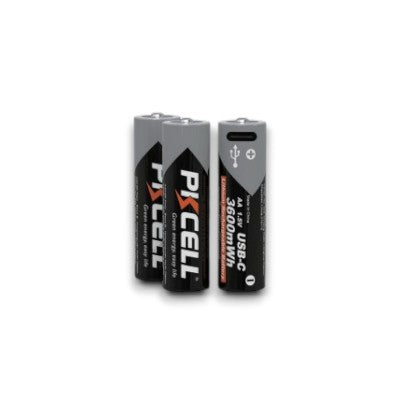 PKCELL 3600mWh USB-C Rechargeable AA Batteries | 2-Pack
