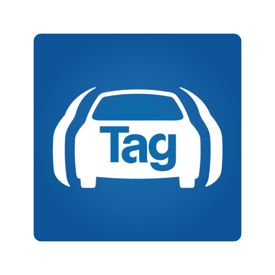 Logo of TAG GPS Tracking & Stolen Vehicle Recovery System - Ontario showing a car outline and the word Tag, emphasizing vehicle security.