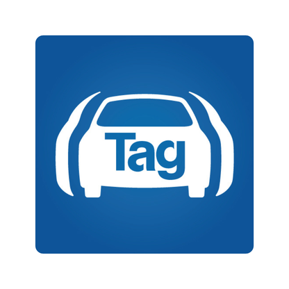 Logo of TAG GPS Tracking & Stolen Vehicle Recovery System - Ontario showing a car outline and the word Tag, emphasizing vehicle security.