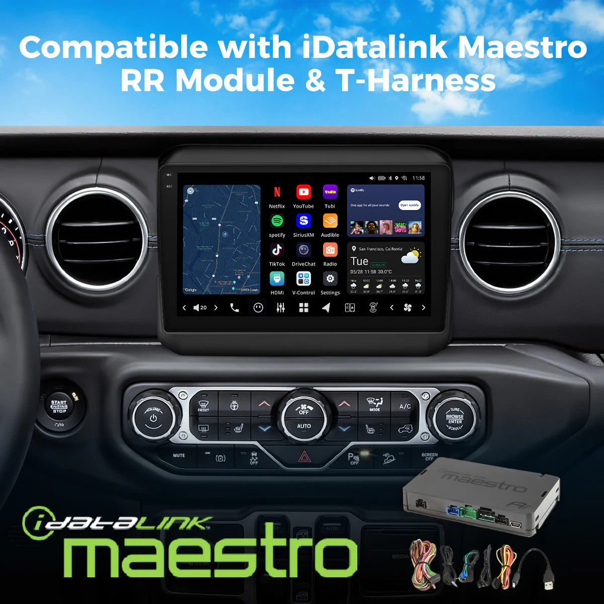 VINLAND 2018 - 2023 Jeep Wrangler and 2020 - 2023 Jeep Gladiator Custom Fit Car Stereo with expert installation, support, fast shipping by Connected Car Experts