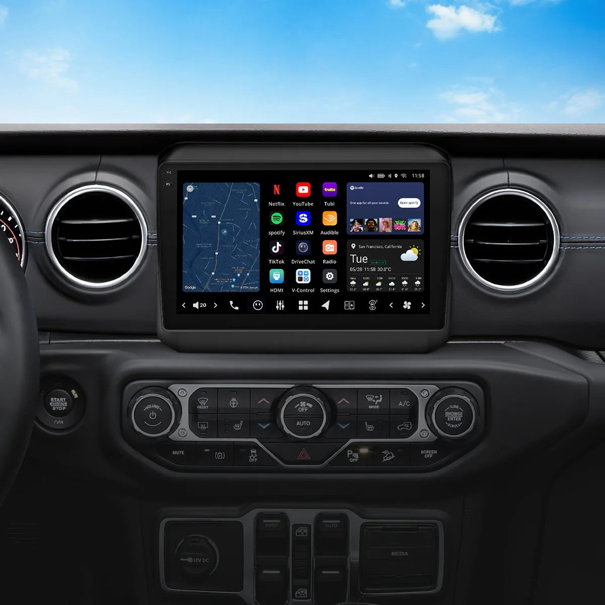 VINLAND 2018 - 2023 Jeep Wrangler and 2020 - 2023 Jeep Gladiator Custom Fit Car Stereo with expert installation by Connected Car Experts