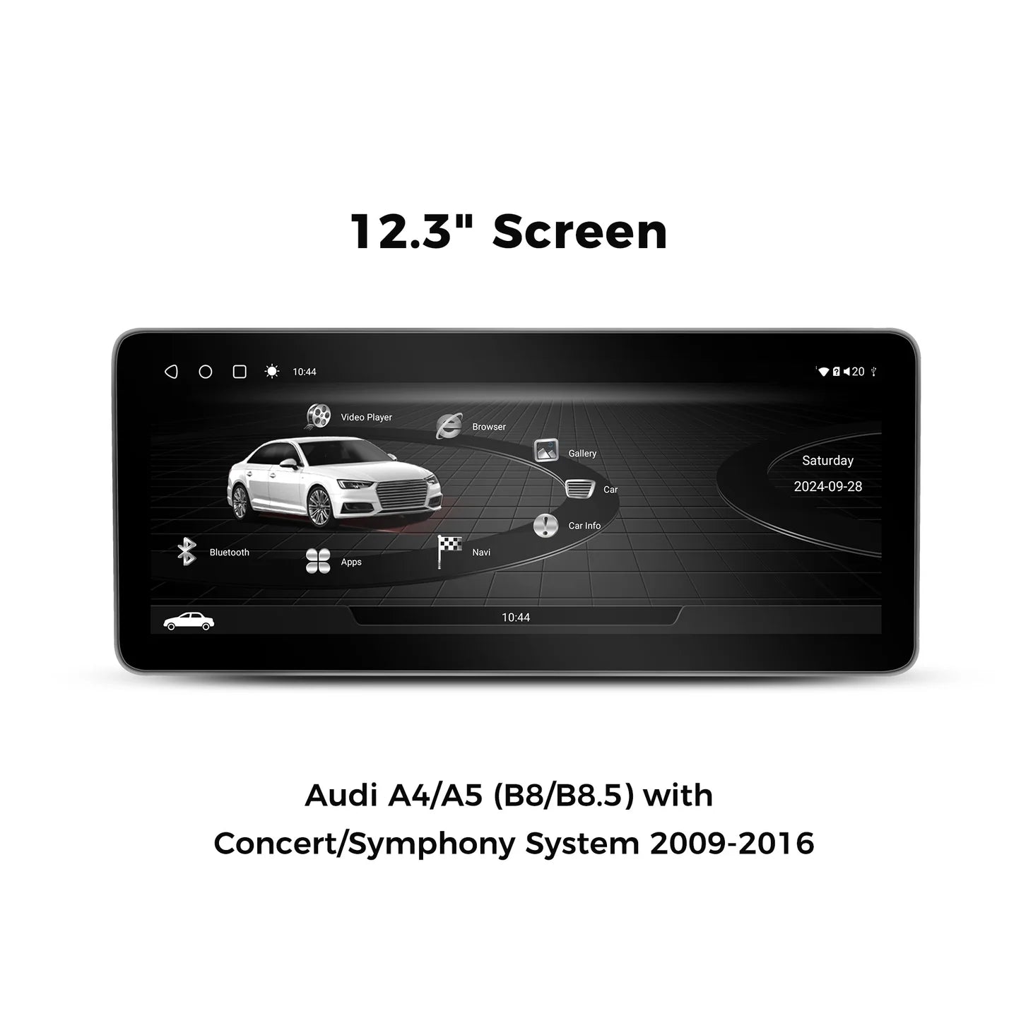 VINLAND VADA44XL12A8 12.3" Wireless CarPlay and Android Auto Screen for Audi A4, A5, S4 and more
