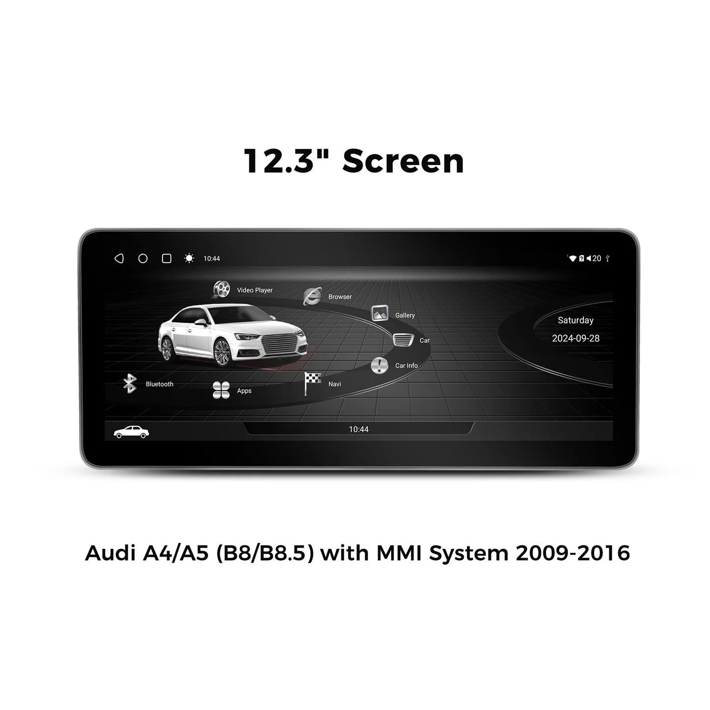 VINLAND VADA44YL12A8 12.3" Wireless CarPlay and Android Auto Screen for Audi A4, A5, S4 and more
