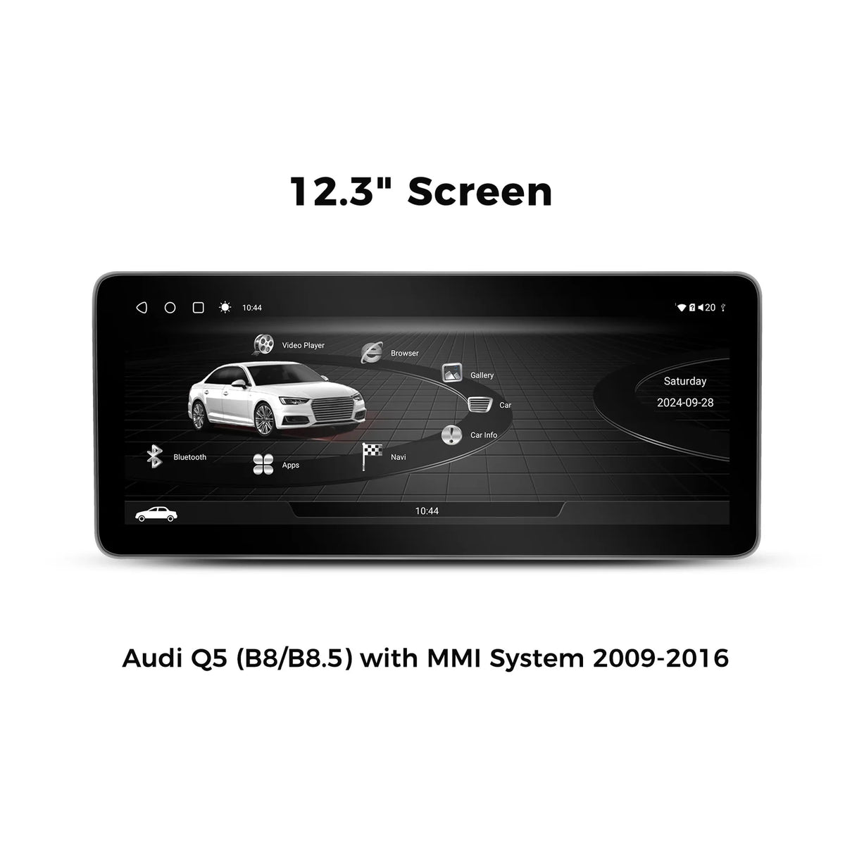 VINLAND VADQ54YL12A8 12.3" Wireless CarPlay and Android Auto Screen for Audi Q5, SQ5