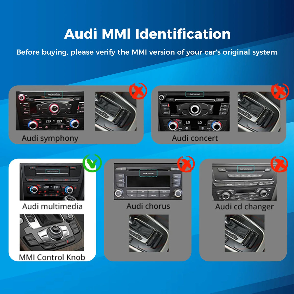VINLAND VADQ54YL12A8 12.3" Wireless CarPlay and Android Auto Screen for Audi Q5, SQ5
