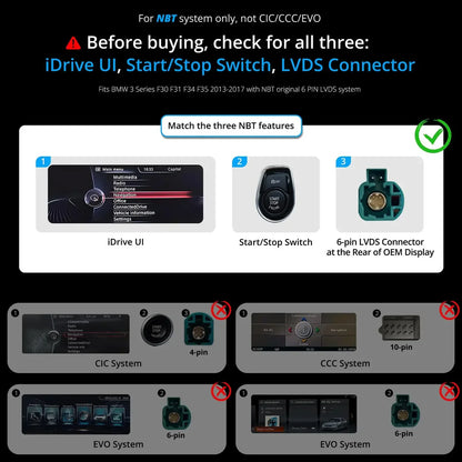 VINLAND VBM3S5L12B8 12.3" Wireless CarPlay and Android Auto Screen for BMW 3 Series, 4 Series, M3 and more