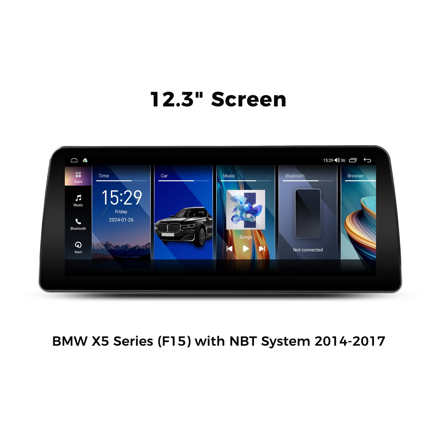 VINLAND VBMX5512B8 12.3" Wireless CarPlay and Android Auto Screen for BMW X5, X6