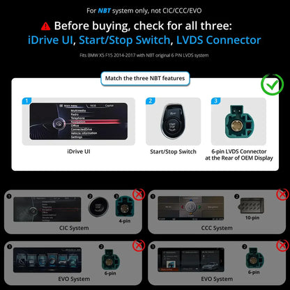 VINLAND VBMX5512B8 12.3" Wireless CarPlay and Android Auto Screen for BMW X5, X6