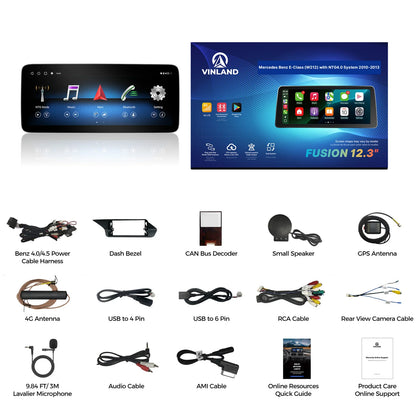 VINLAND VMBEC4L12C8 12.3" Wireless CarPlay and Android Auto Screen for Mercedes-Benz E-Class
