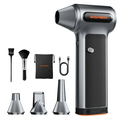 Wolfbox MF200 Electric Air Duster with multiple nozzles, cleaning brushes, USB cable, storage pouch Fast Shipping Technical Support