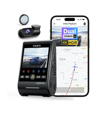 Viofo A229 Pro 2CH Dash Camera, 4K+2K @ 30fps, WiFi, GPS with smartphone map display, fast shipping, professional installation.