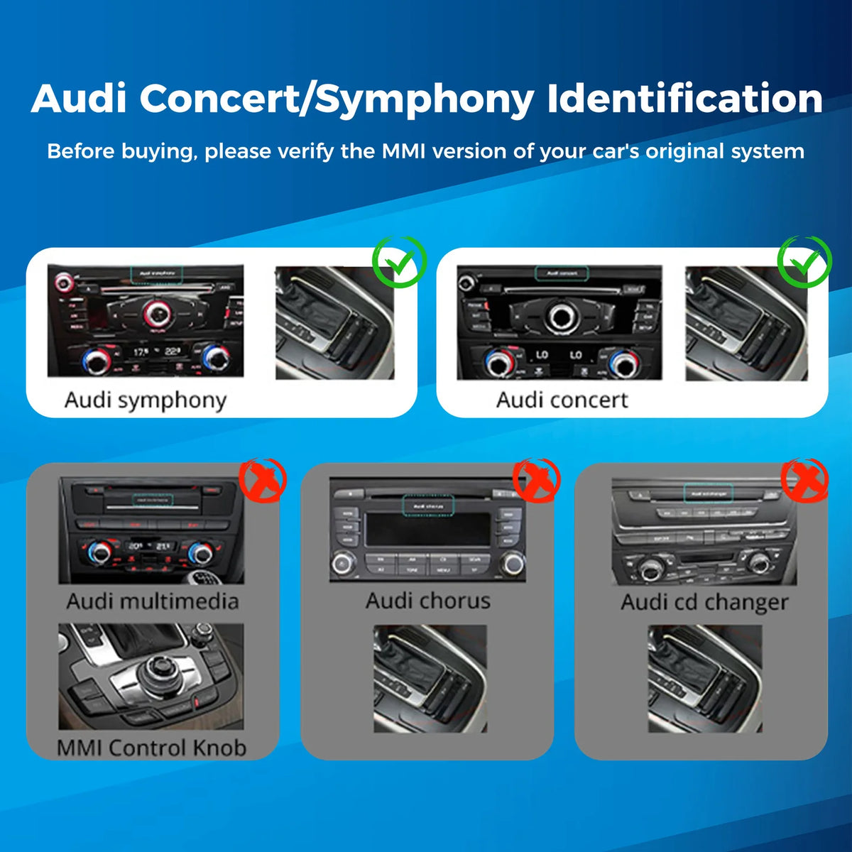 VINLAND VADQ54XL12A8 12.3" Wireless CarPlay and Android Auto Screen for Audi Q5, SQ5