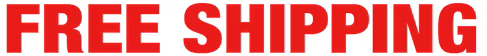 Bold red letters spelling FREE SHIPPING on a plain white background for fast delivery notification