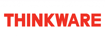 Bold red THINKWARE text logo on a white background representing a dash camera and vehicle security brand