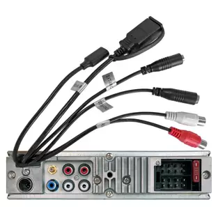 Blaupunkt FRANKFURT Retro Car Stereo with Bluetooth rear panel showing audio, video, and power connections by Connected Car Experts